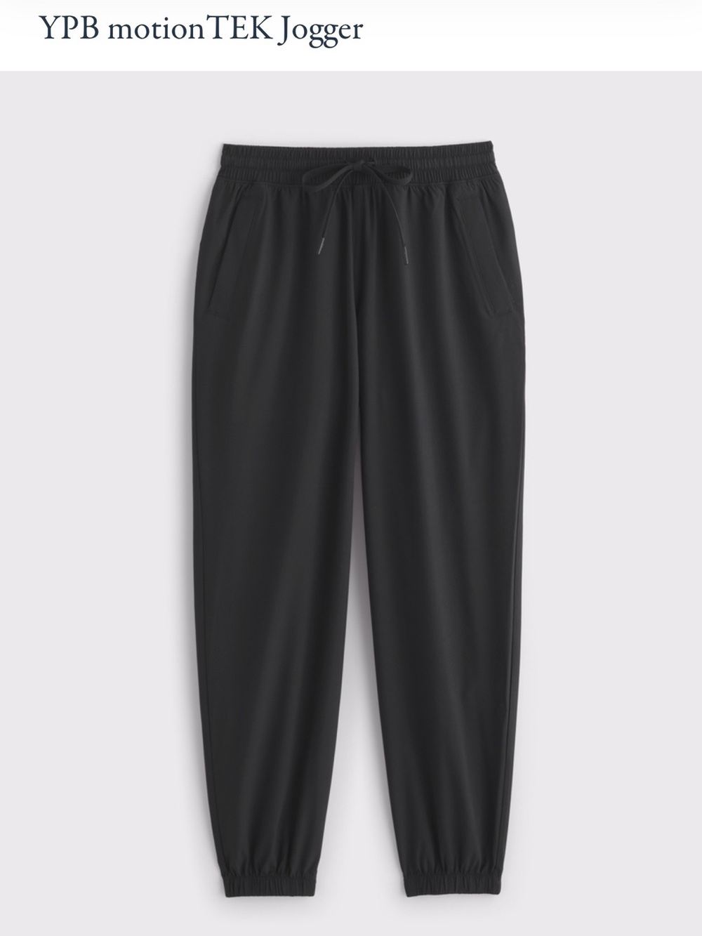 YPB motionTEK Women's Black Jogger Pants with Drawstring Waist